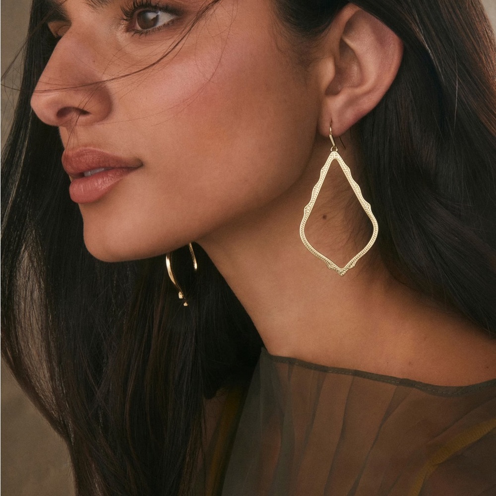 Kendra Scott Sophee Gold & Kira Rose Gold Drop Earrings Set of Two With Dust Bag - Picture 2 of 9
